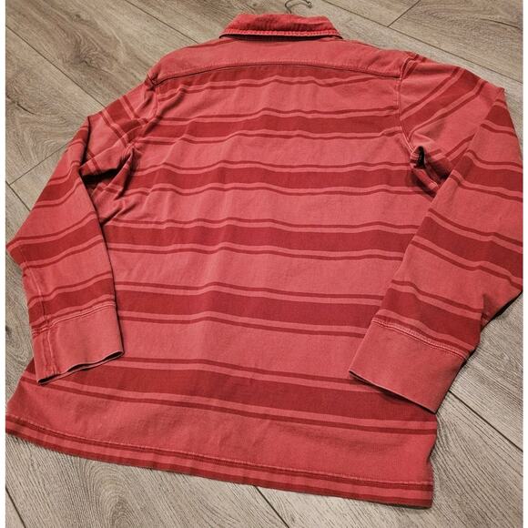 The North Face Shirt Mens XL Red Clay Striped Long Sleeve Wedge Wood Rugby Polo - Picture 9 of 10